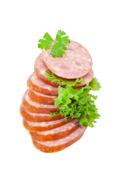 Sausage with green vegetable