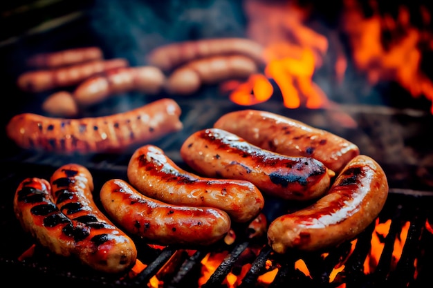 Sausages on a Grill Generative AI