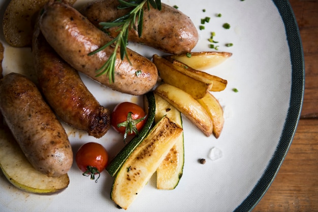 Sausages on a plate food photography idea