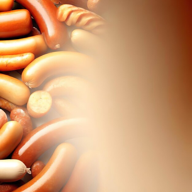 Photo sausages and sausages background with copy space ai generated illustration