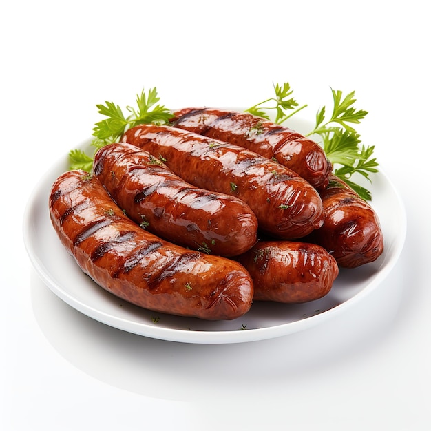 sausages on white background