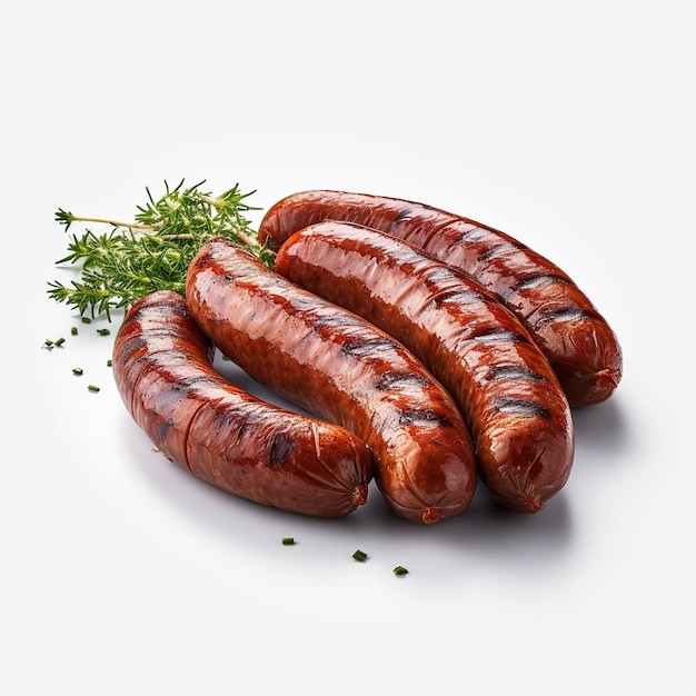 sausages on white background