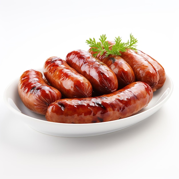 sausages on white background