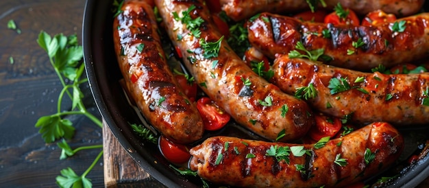 Sausages With Ketchup and Parsley