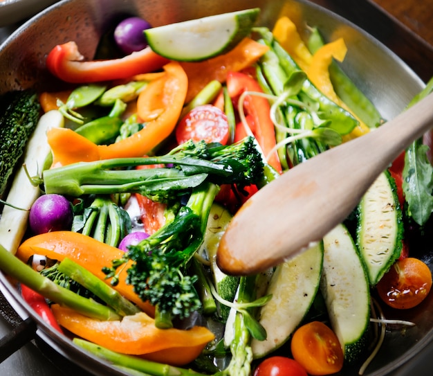 Sauted mixed vegetables food photography recipe idea