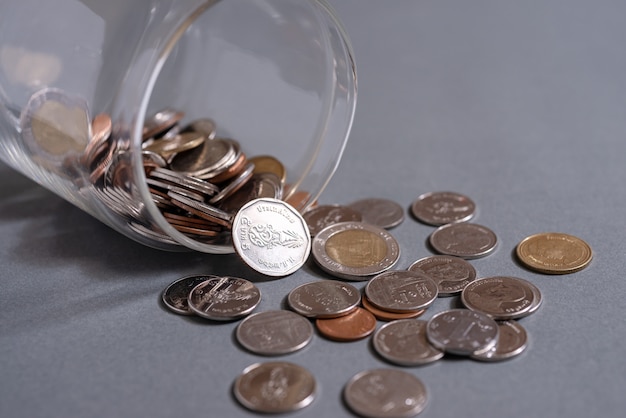 Save coins money for retirement and account banking concept