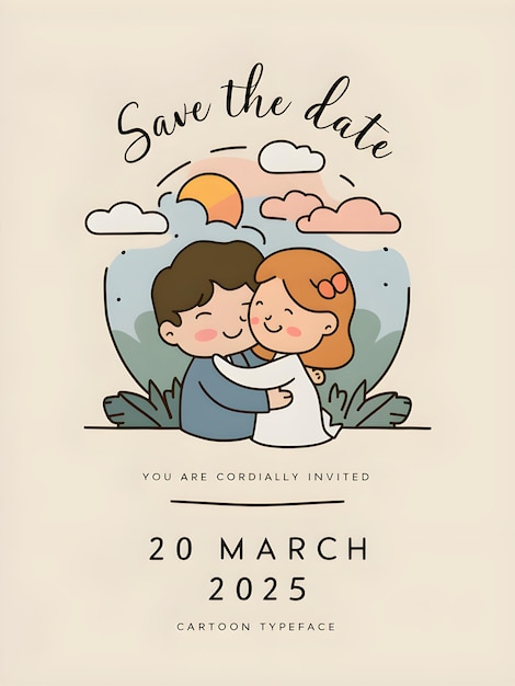 Save the date alluring and blissful minimalist theme wedding invitation vector illustration