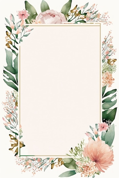 Photo save the date frame of flowers middle empty copy space