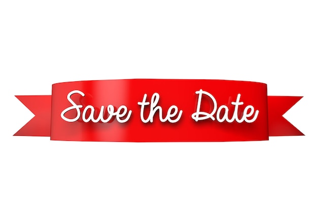 Photo save the date red banner d rendering