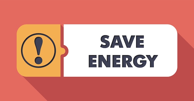 Save Energy Concept on Scarlet in Flat Design with Long Shadows.