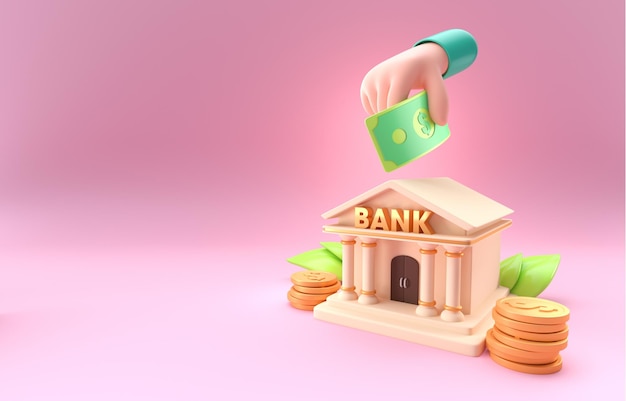 Save Money in the Bank 3D Illustration