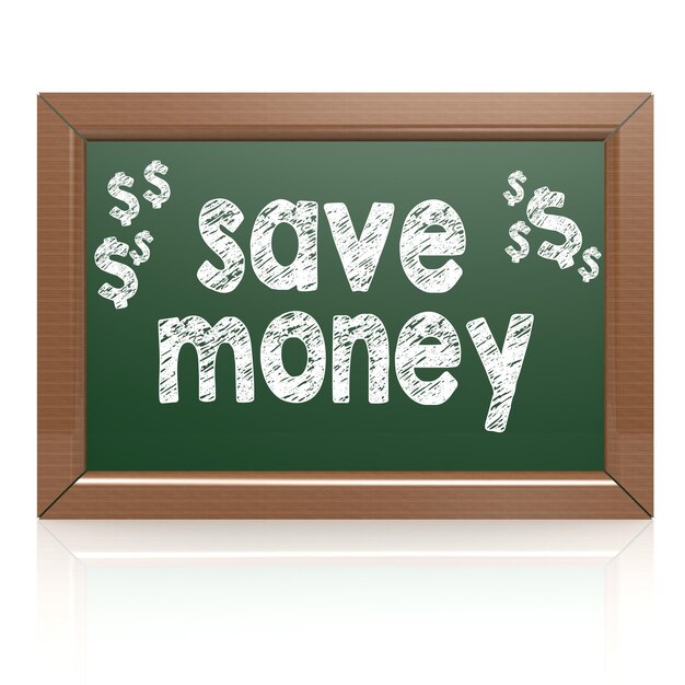 Save Money words on a chalkboard