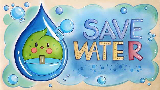 Photo save water water sign save the planet vector illustration