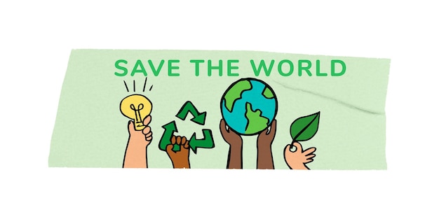 save the world png word sticker typography transparent background