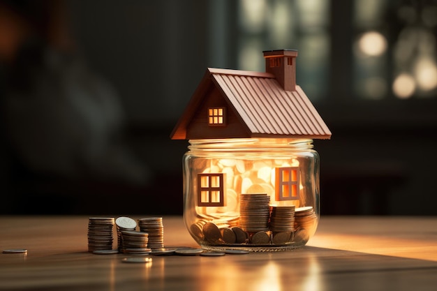 Saving to buy a house or home savings concept