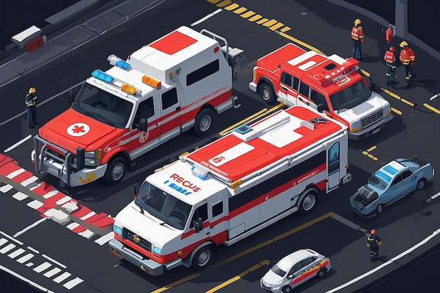 Photo saving lives in pixels the hightech saga of a rescue squad illustrated in flat vector