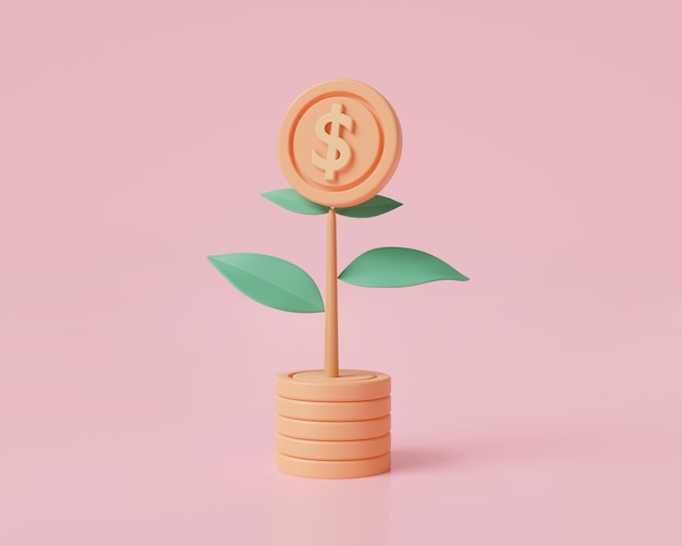 Saving money concept money tree plant on purple background
finance sustainable development storage money business money
investment economic growth 3d render illustration cartoon
minimal