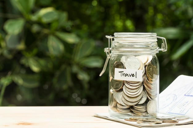 saving money for travel concept