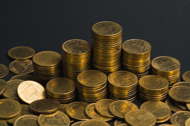Photo savings, increasing columns of coins