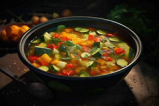 Savor the Delightful Purity of Fresh Vegetable Soup in a Gourmet Bowl A Culinary Masterpiece Crafte