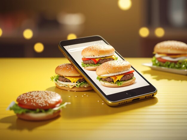 Savor the Flavor Online Food Delivery Hamburgers on Smartphone