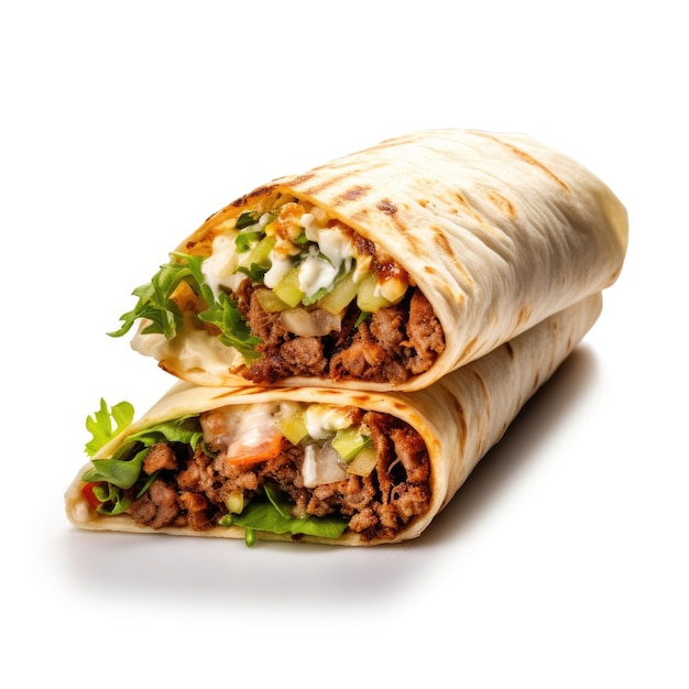 Savor the Taste Shawarma Sandwich in All its Glory on Transparent or White Background