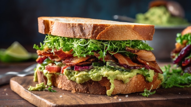 Photo savor a vegan sandwich with generous filling