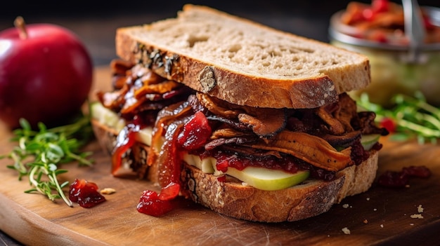 Savor a vegan sandwich with generous filling