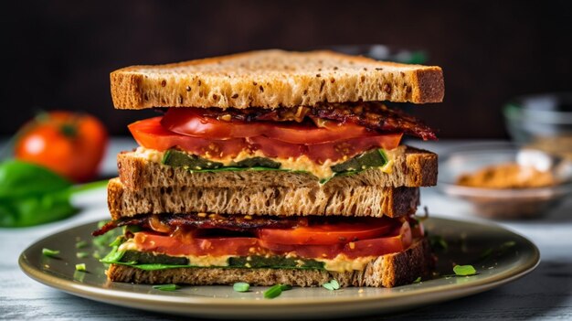 Savor a vegan sandwich with generous filling