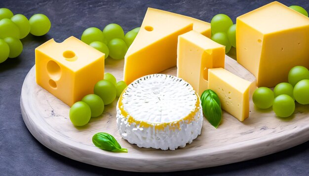 Savoring Artistry Assorted Cheese Plate Featuring Brie Camembert Cheddar and More A Gastronomic Delight of Delectable Cheeses