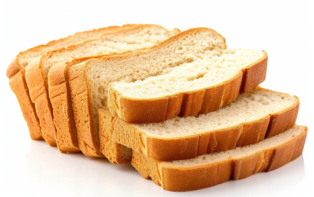 白い背景のスライスされたパンで快適さを味わう