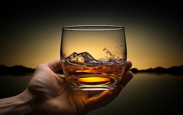 Savoring the Finer Moments Pouring a Glass of Fine Blended Scotch Whiskey