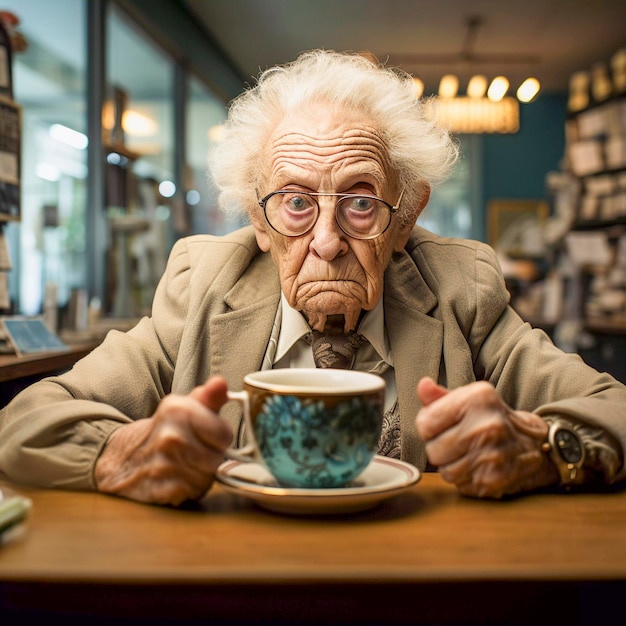 Savoring Life's Moments Elderly Friends Enjoying Coffee Time Generative AI