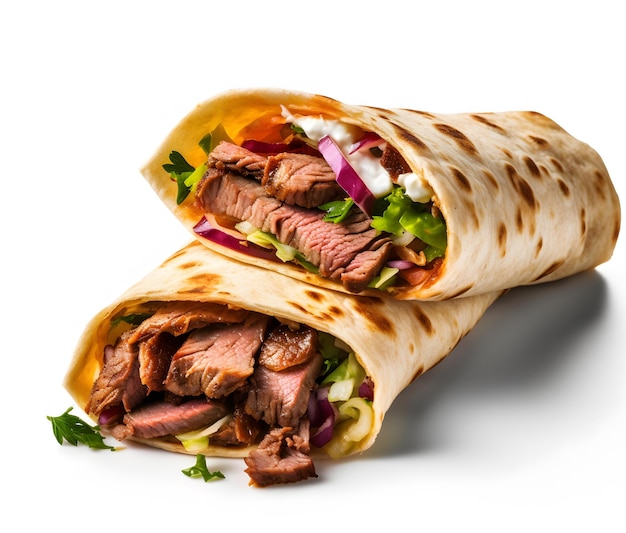 Savory and aromatic beef shawarma with delicate slices of seasoned meat Generative AI