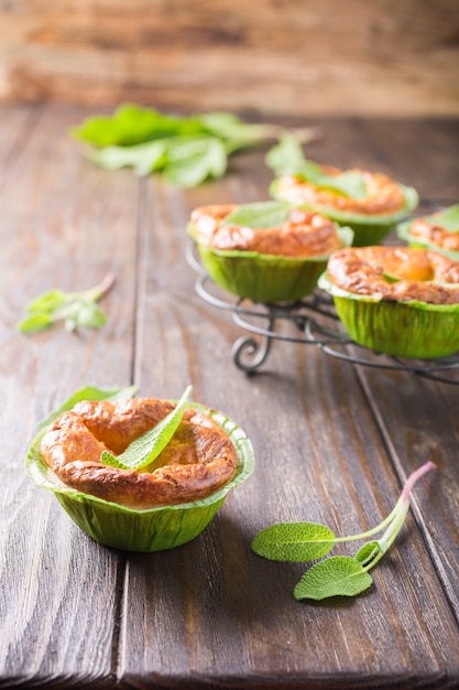 Savory cheddar cheese and leek mini pies