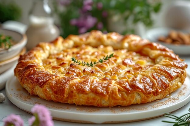 Savory Cheese Pastry on White Plate