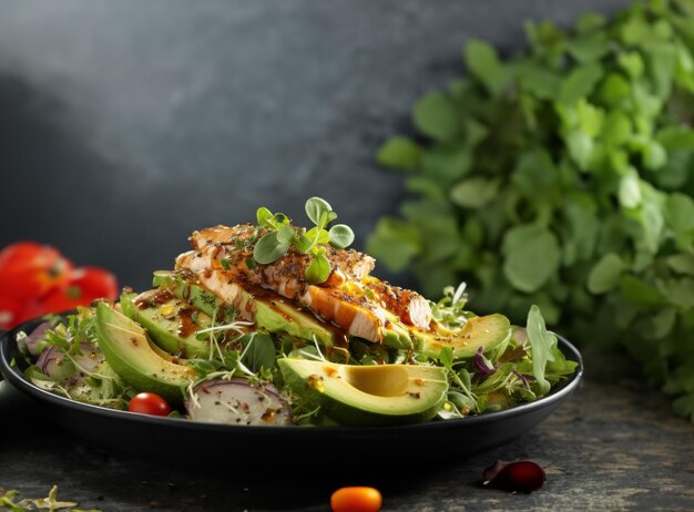 Photo savory chicken salad with a creamy avocado twist