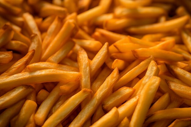 Photo a savory composition of rusticstyle golden french fries perfectly crispy and tempting