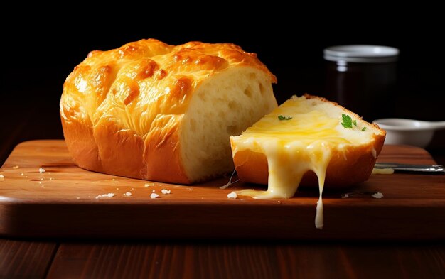 Вкусный сырный хлеб, свежевыпеченный до совершенства, генеративный ИИ.