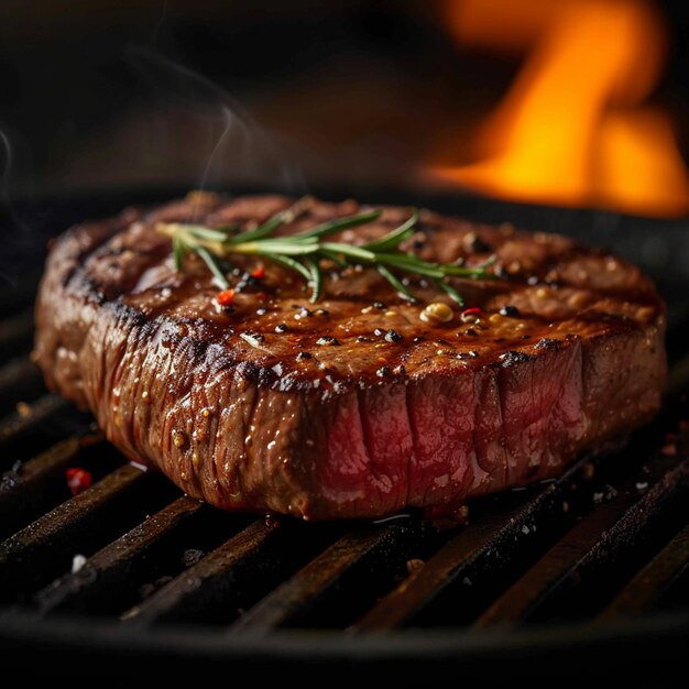 Photo savory delight a juicy and rare grilled steak ready to eat for social media post size