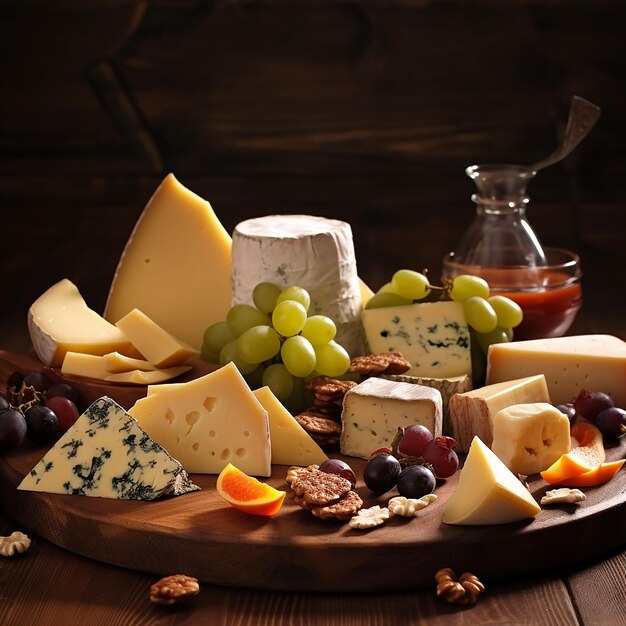 Foto delizie salate che catturano il fascino di deliziosi pezzi di formaggio