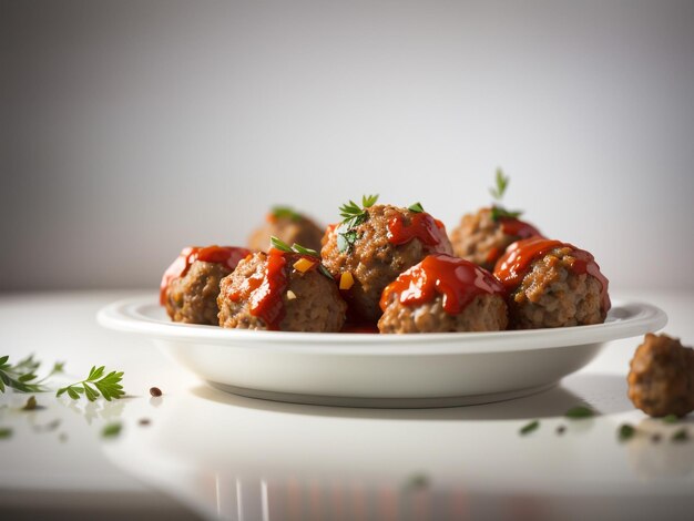 Savory Delights Meatballs geïsoleerd op een witte achtergrond