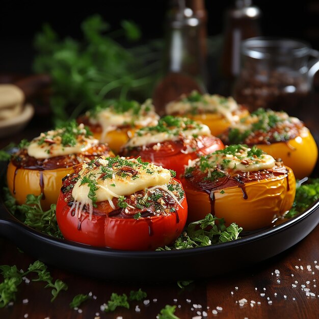 Savory Delights Stuffed Tomatoes with Cheese and Assorted Vegetables