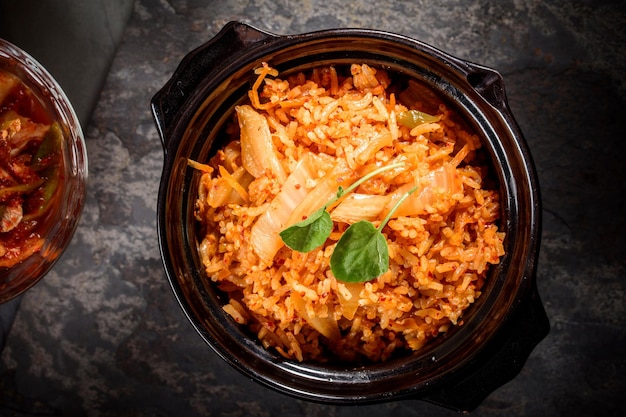 Savory Fusion CloseUp van Kimchi Fried Rice een heerlijke mix van smaken in 4K resolutie