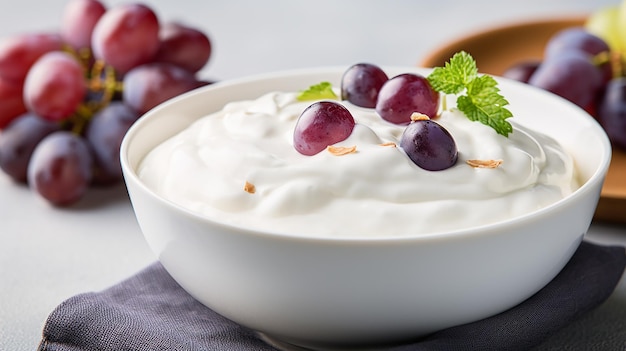 Photo savory indulgence vegetable yogurt with grape dessert