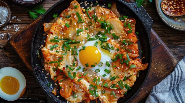 Photo savory kimchi pancake dish generative ai