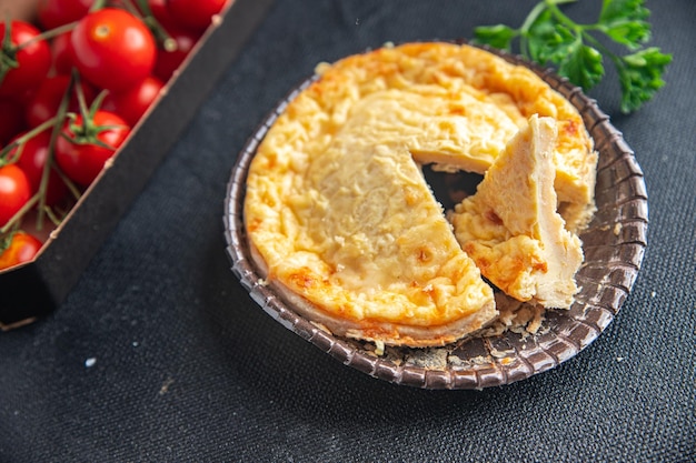 savory pie cheese filling fresh healthy meal food snack on the table copy space food background