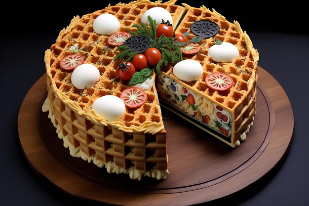 Savory waffle cake