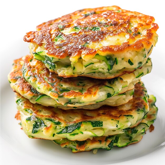 Photo savory zucchini pancakes isolated on white background