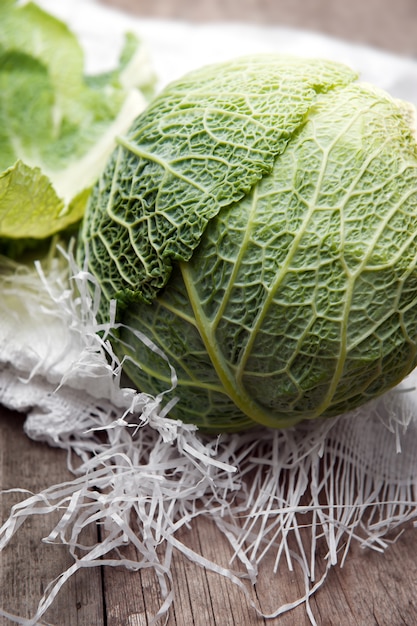 Savoy cabbage close up.